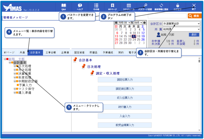 ログイン後に表示される最初の画面の説明です。